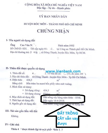 ĐẤT TRỒNG CÂY HÀNG NĂM KHÁC KIENBANK